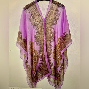 Paisley Print Chiffon Shawl Scarf Wrap/ Poncho